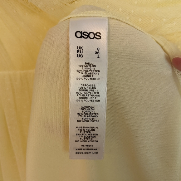 ASOS Dobby Mesh One Shoulder Prom Dress in Yellow UK 8/US 4. - Picture 9 of 15